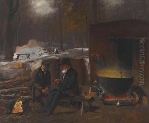At the Camp-Spinning Yarns and Whittling by Eastman Johnson