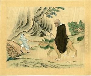 Unsigned album paintings depicting Taoist immortals. Unsigned album paintings depicting Taoist immortals.