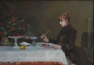 Sarah Bernhardt a table