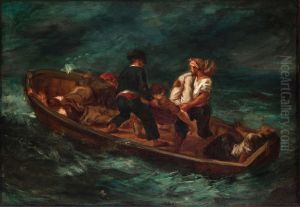 Apres le naufrage (Le bateau Don Juan - le cadavre est jete dans l'eau) by Eugene Delacroix