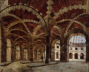 Vue interieure de l'ancienne Halle au ble, en 1886 Vue interieure de l'ancienne Halle au ble, en 1886