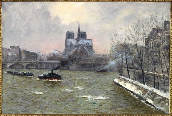 Le chevet de Notre-Dame, vu du pont de la Tournelle, effet de neige - view 1