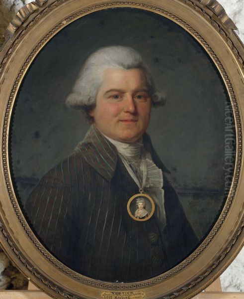 Portrait d'homme portant en sautoir un medaillon a l'effigie de sa femme - view 1