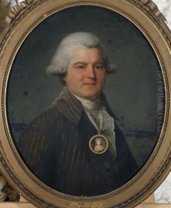 Portrait d'homme portant en sautoir un medaillon a l'effigie de sa femme