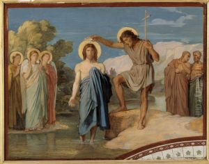 Le bapteme du Christ Esquisse pour le decor de la nef de l'eglise Saint-Germain-des-Pres by Hippolyte Flandrin