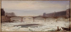 La Seine et le Pont des Arts, en janvier 1848 by Jean-Jacques Champin