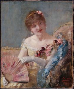 Femme a l'eventail (Portrait de Rejane?) by Henri Gervex