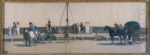 Le passage du pont Royal, vers 1800 by Louis-Leopold Boilly