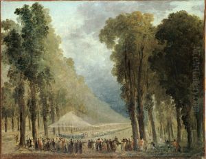 Repas servi aux troupes dans une allee des Champs-Elysees ou dans le parc de Saint-Cloud by Hubert Robert