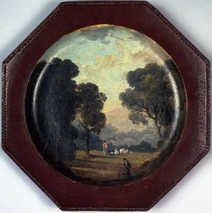 Paysage peint sur une assiette Paysage peint sur une assiette