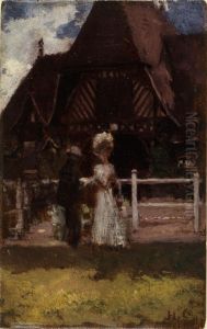 Etude pour un tableau non identifie, montrant l'hippodrome de Deauville