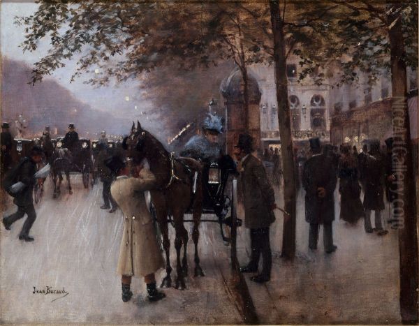 Le boulevard des Capucines, le soir, devant le Cafe Napolitain - view 1