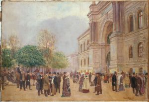 La sortie du Salon, au Palais de l'Industrie La sortie du Salon, au Palais de l'Industrie