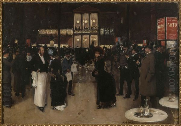 Le boulevard Montmartre, la nuit, devant le theatre des Varietes - view 1