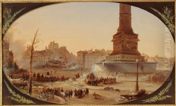 La Place de la Bastille et la Barricade de l'entree du faubourg Saint-Antoine, le 25 juin 1848 - view 1