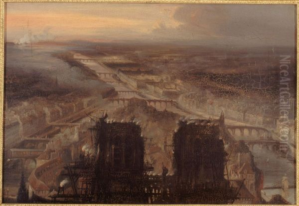 Soiree du 10 decembre 1848 : illumination sur les tours de Notre-Dame, a l'occasion du plebiscite - view 1