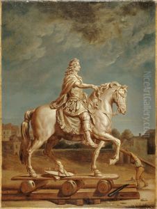 Transport sur la place Louis-le-Grand de la statue de Louis XIV de Girardon by Rene-Antoine Houasse