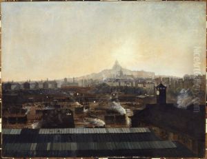 Les Voies de la gare du Nord, les toits de l'hopital Lariboisiere et la colline de Montmartre, vers 1895 by Louis-Robert Carrier-Belleuse