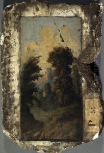Paysage peint sur une pierre provenant de la prison de Clichy by Pierre-Luc-Charles Ciceri