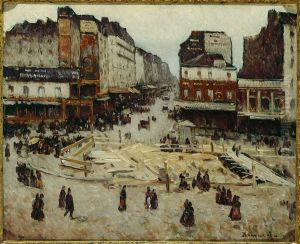 Le boulevard de Rochechouart et la rue de Clignancourt (travaux du metropolitain) by Louis Braquaval