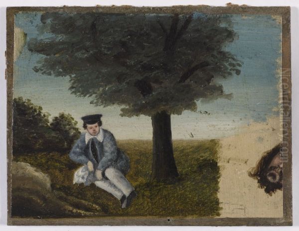 Autoportrait de Gustave Courbet a l'age de quatorze ans ; fragment de tete barbue - view 1
