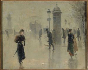 Passants sur le boulevard, un jour d'hiver, vers 1895 Passants sur le boulevard, un jour d'hiver, vers 1895