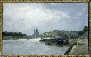 L'ile de la Cite et l'ile Saint-Louis, vues du pont d'Austerlitz by Stanislas Lepine