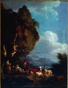 Paysage anime de bergers by Philip James de Loutherbourg