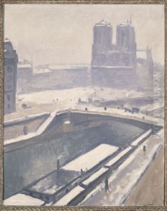 Vue de Notre-Dame sous la neige by Albert Marquet