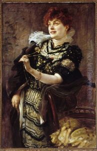Portrait de Daniel Lesueur (Jeanne Loiseau, 1860-1921, dite), femme de lettres by Paul Emile Chabas