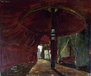 Vue interieure de la tente du fils de l'empereur du Maroc et exposee aux Tuileries
