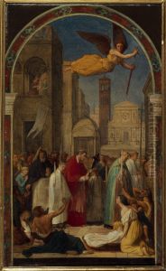 Procession de saint Charles Borromee pendant la peste de Milan Esquisse pour la peinture murale de l'eglise Saint-Sulpice by Auguste Pichon