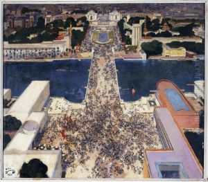 La colline de Chaillot pendant l'exposition Internationale de 1937, vue de la Tour Eiffel by Andre Devambez