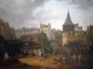 Les Halles en 1782 by Philibert-Louis Debucourt