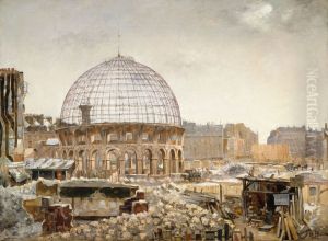 La demolition de la Halle au ble by Henri Ferdinand Bellan