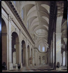Vue idealisee de l'interieur de l'eglise Saint-Sulpice pendant sa construction by Daniel de Blieck
