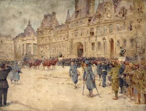 Les mutiles assistent aux obseques du general Gallieni, sur la place de l'Hotel-de-Ville (1er juin 1916)