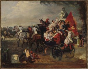 Scene de carnaval, place de la Concorde by Eugene Lami