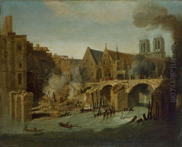 Le Petit-Pont, apres l'incendie de 1718 - view 1