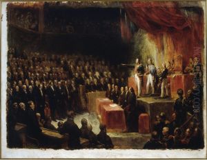Louis-Philippe pretant serment devants les chambres, le 9 aout 1830