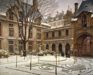 Le jardin du musee Carnavalet ; effet de neige Le jardin du musee Carnavalet ; effet de neige