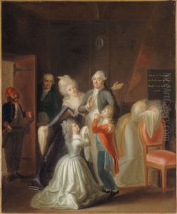 Les adieux de Louis XVI a sa famille, le 20 janvier 1793 by Jean-Jacques Hauer