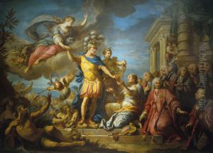 Allegorie en l'honneur de la publication de la paix d'Aix-la-Chapelle, le 13 fevrier 1749