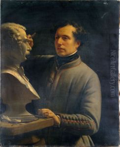 Jean-Pierre Dantan (1800-1869), sculpteur, modelant le buste de Perignon, en 1848 by Alexis-Joseph Perignon