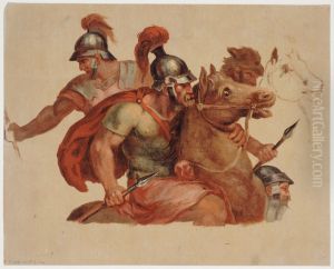 Etudes de cavaliers antiques, d'apres Charles Le Brun