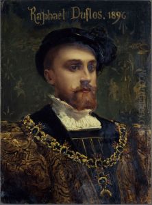 Portrait de Raphael Duflos (1857-1946), societaire de la Comedie-Francaise, dans le role de don Carlos d'Hernani