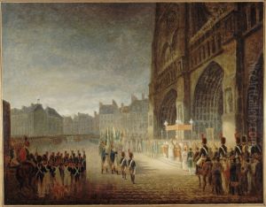 Benediction des drapeaux sur le parvis de Notre-Dame by Antoine-Jean Gros
