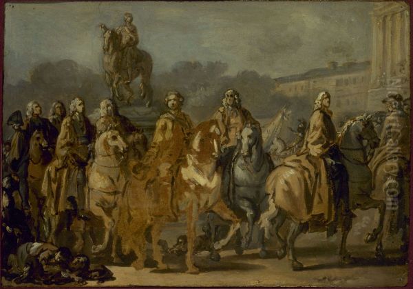 Inauguration de la statue de Louis XV, sur la place du meme nom, par le corps de la Ville de Paris, le 20 juin 1763 - view 1