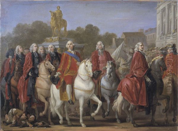 Inauguration de la statue de Louis XV sur la place du meme nom, par le corps de la Ville de Paris, le 20 juin 1763 - view 1