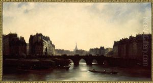 Le Pont-Neuf et l'Ile de la Cite by Adolphe-Hippolyte Couveley